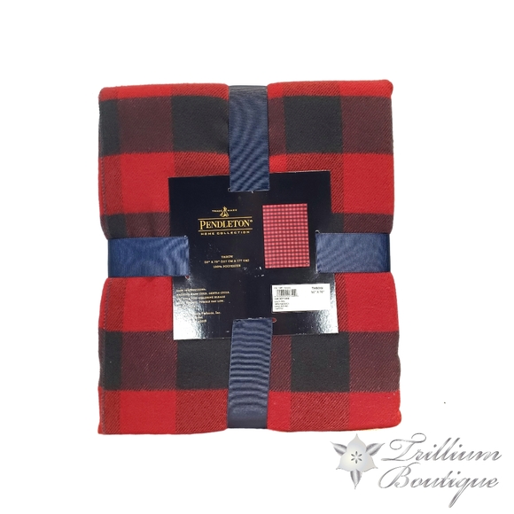 Pendleton Red Rob Roy Luxe Throw & Handmade Acrylic Sunset Canvas Painting NEW - Picture 9 of 11